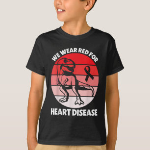 Herzkrankheit Sensibilität T-rex Go Red Heart T-Shirt