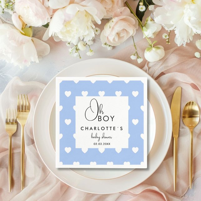 Herzkranz Babydusche Serviette (Heart Pattern Baby Shower Napkins with your name and date.)