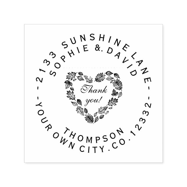 Herzkranz Danke, Circular Wedding Monogram Permastempel (Design)