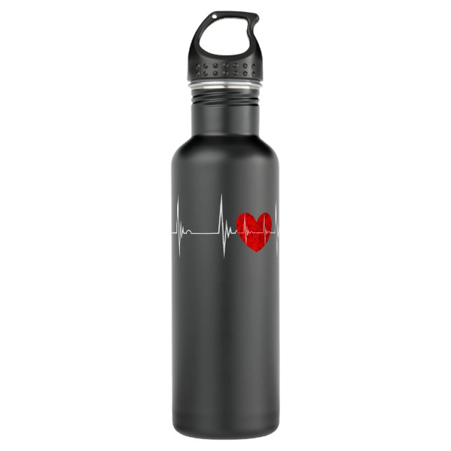 Herzkranz EKG Herzschlag Pulseline Cardiol Edelstahlflasche (Vorderseite)