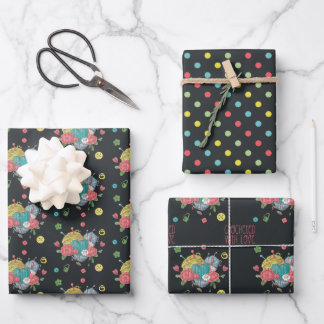 Herzkreuz-Muster mit Liebe verziert Geschenkpapier Set