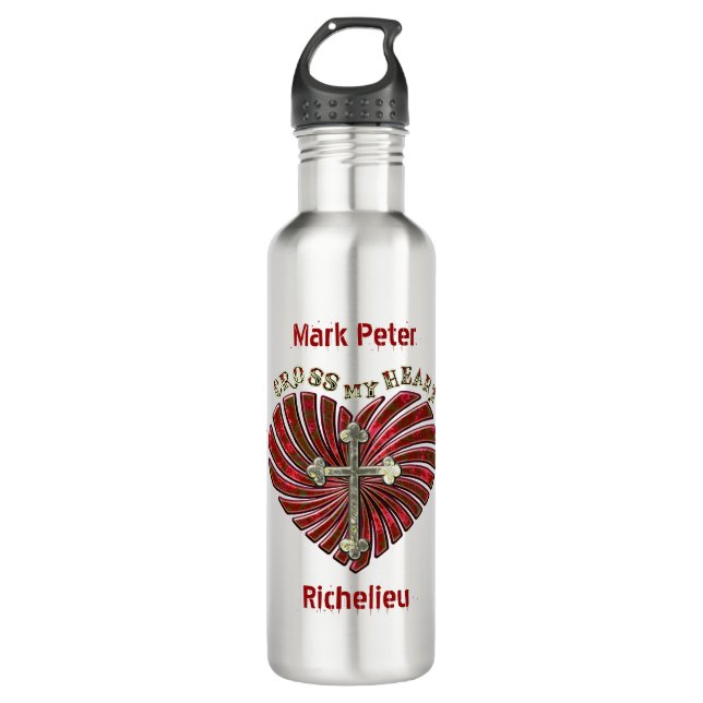 Herzkreuz (Personalisiert) Trinkflasche (Vorderseite)