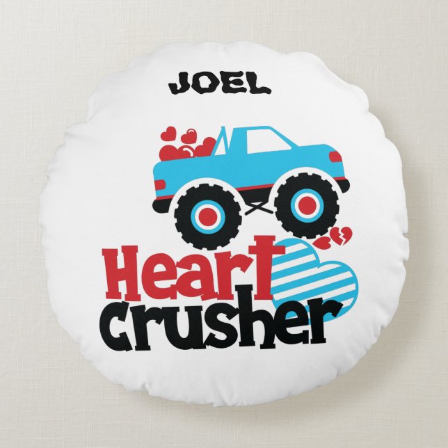 HERZKRUSHER TRUCK PERSONALISIERT DURCH PILLOW! RUNDES KISSEN (Vorderseite)