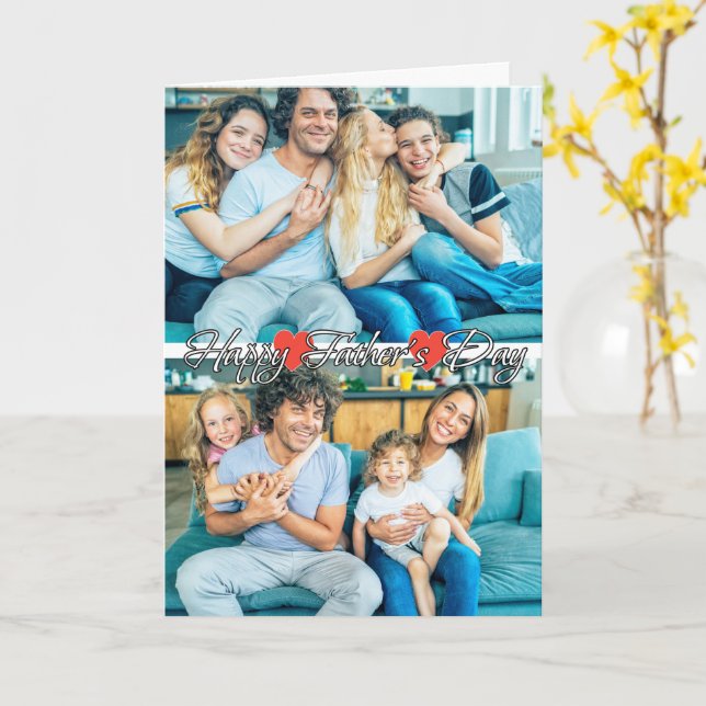 Herzlich benutzerdefiniertes 2-Foto-Familienmodell Karte (Gelbe Blume)
