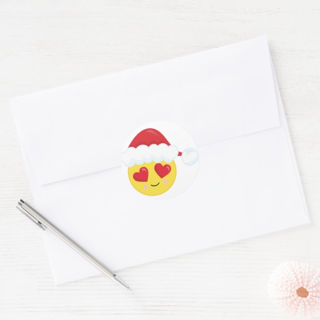 Herzlich Mit Augen Weihnachten Weihnachten in Sant Runder Aufkleber (Umschlag)