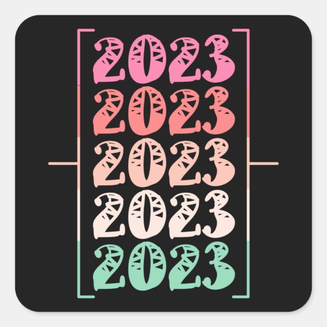 Herzlich willkommen 2023 Frohes Neues Jahr Quadratischer Aufkleber (Vorderseite)