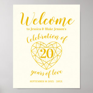 Herzlich willkommen 20 Jahre Liebe 20 Jahre Jubilä Poster