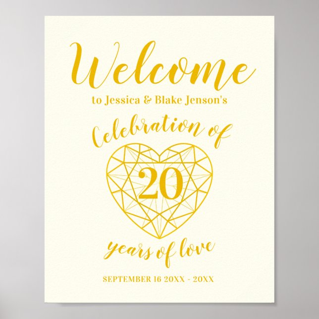 Herzlich willkommen 20 Jahre Liebe 20 Jahre Jubilä Poster (Vorne)
