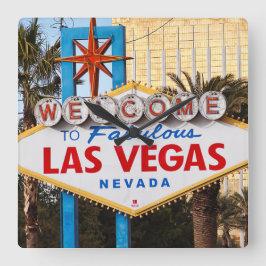 Herzlich willkommen auf dem Las Vegas Acrylic Wall Quadratische Wanduhr