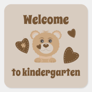 Herzlich Willkommen auf der Kindergarten Bärenaufk Quadratischer Aufkleber