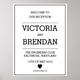 Herzlich willkommen auf unserem Empfang-Schild Poster