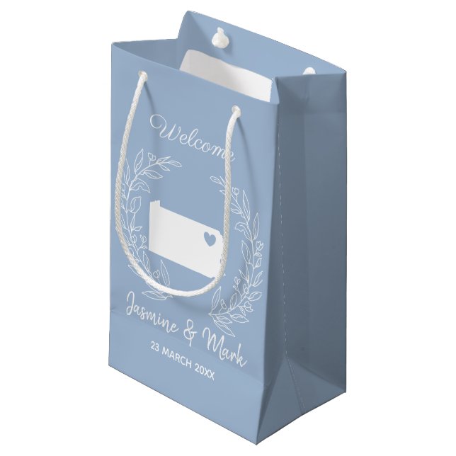 Herzlich willkommen bei den Gastgeschenke Hochzeit Kleine Geschenktüte (Vorderseite Schrägansicht)