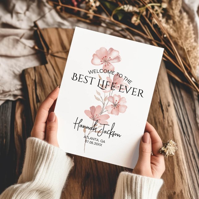 Herzlich willkommen bei der Best Life Ever Pink Fl Karte (Von Creator hochgeladen)