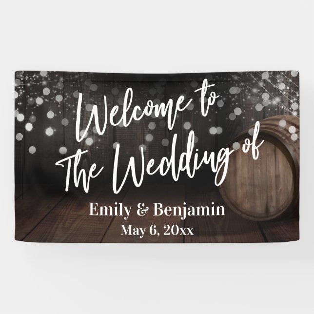 Herzlich willkommen bei der Hochzeit von Holzfass  Banner (Horizontal)