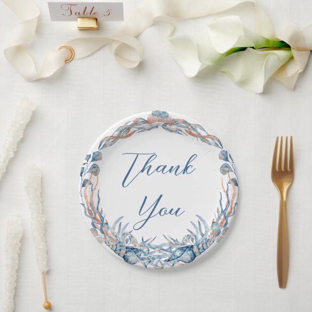 Herzlich willkommen bei der Nautic Wedding Floral  Pappteller (Hochzeit)