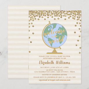Herzlich willkommen bei der World Globe Baby Showe Einladung