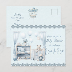 Herzlich willkommen bei einer Baby Boy Dusche Einladungspostkarte