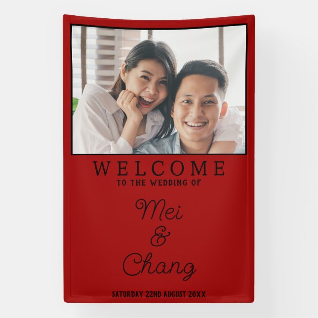 Herzlich willkommen bei einer guten Foto-Hochzeit  Banner (Vertikal)