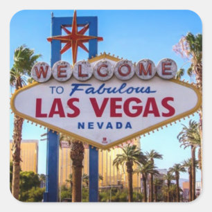 Herzlich willkommen bei fabelhaften Las Vegas Squa Quadratischer Aufkleber