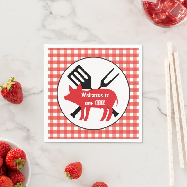 Herzlich willkommen bei GRILLEN Pig Party Papierse Serviette (Beispiel)