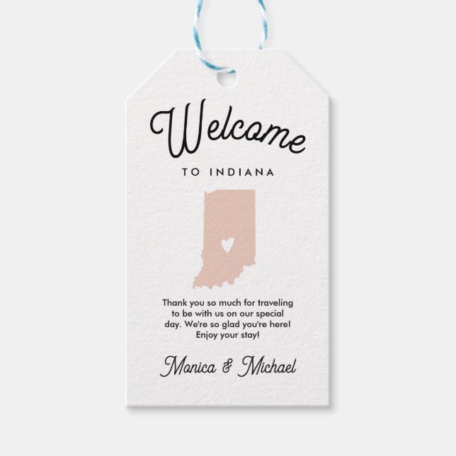 Herzlich willkommen bei INDIANA Wedding JEDE FARBE Geschenkanhänger (Vorderseite)