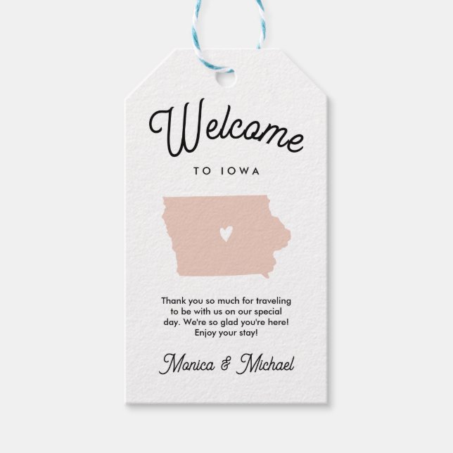 Herzlich willkommen bei IOWA Wedding ANY FARBE!! Geschenkanhänger (Vorderseite)