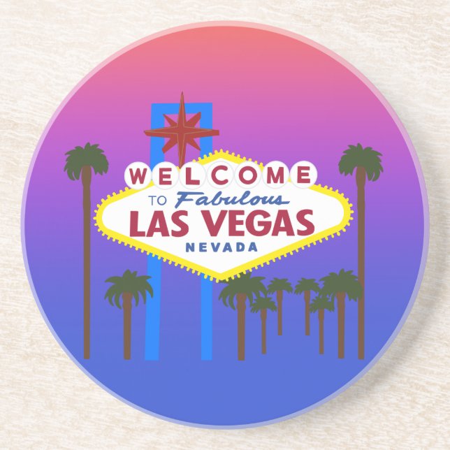 Herzlich willkommen bei Las Vegas Sign #3 Unterset Getränkeuntersetzer (Vorne)