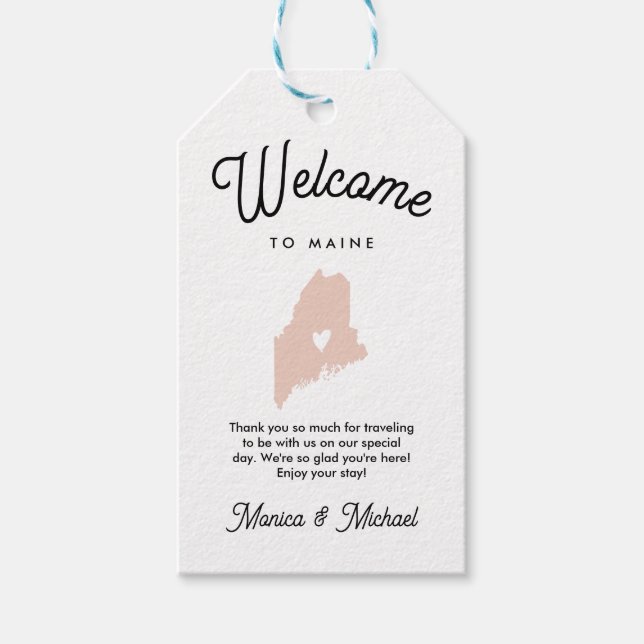 Herzlich willkommen bei MAINE Wedding ANY FARBE!! Geschenkanhänger (Vorderseite)