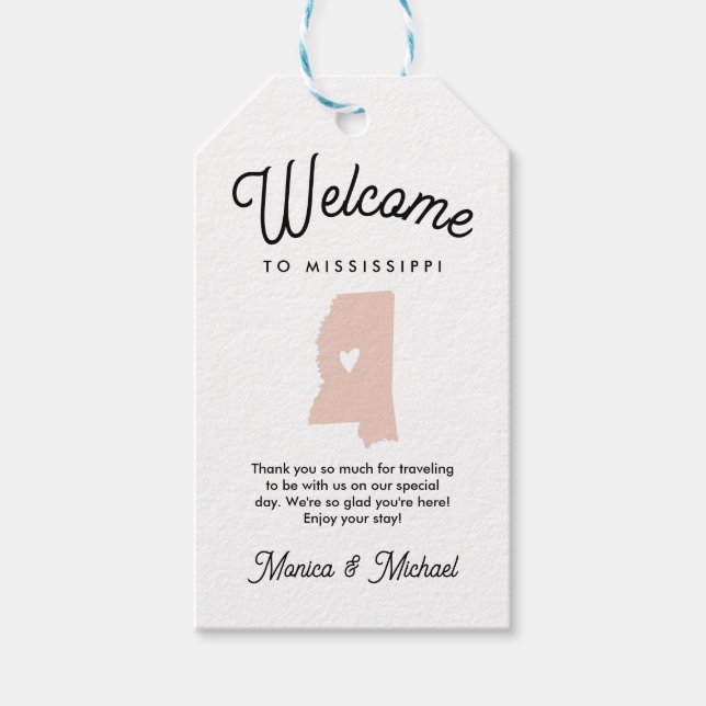 Herzlich willkommen bei MISSISSIPPI Wedding ANY FA Geschenkanhänger (Vorderseite)