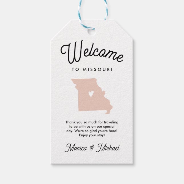Herzlich willkommen bei MISSOURI Wedding ANY FARBE Geschenkanhänger (Vorderseite)