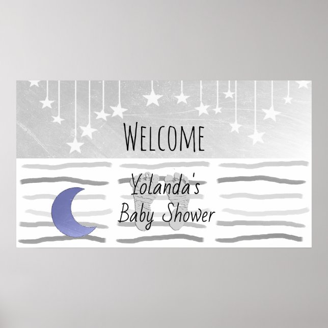 Herzlich willkommen bei Stars and Moon Baby Dusche Poster (Vorne)
