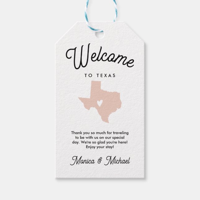 Herzlich Willkommen bei TEXAS Hochzeit JEDE FARBE! Geschenkanhänger (Vorderseite)