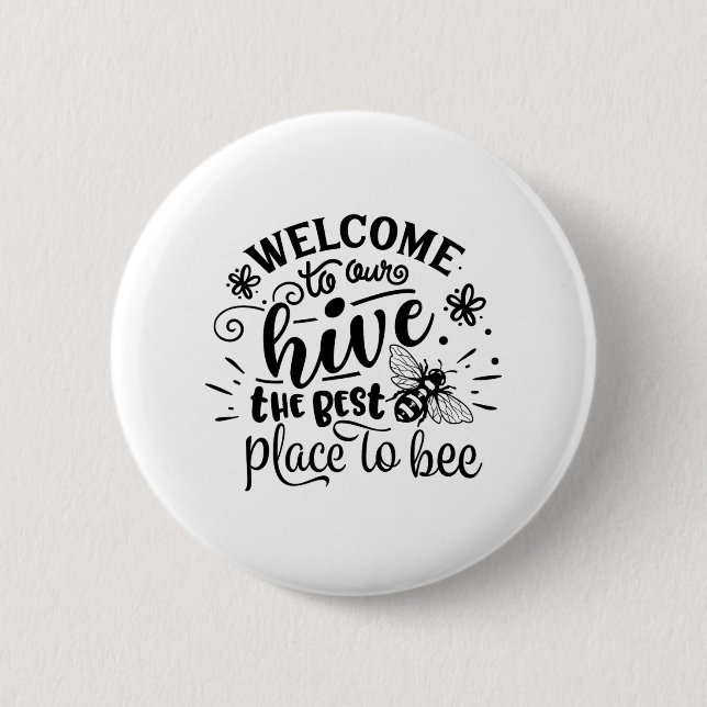 Herzlich willkommen bei uns im Frühjahr der Bienen Button (Vorderseite)