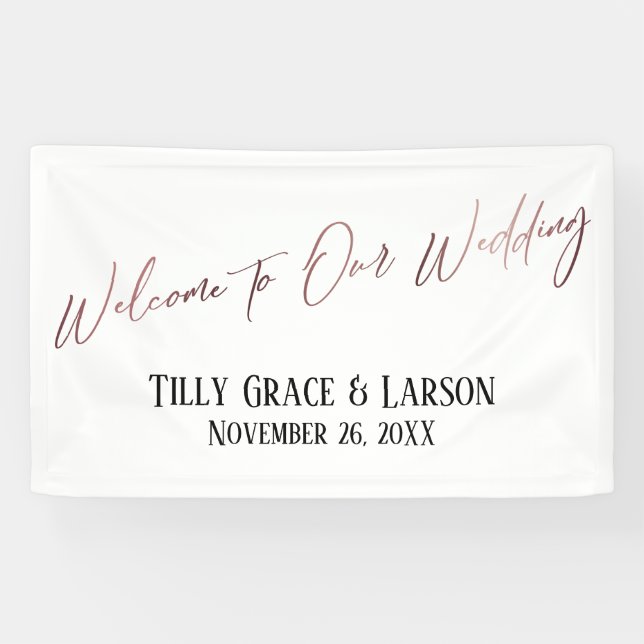 Herzlich willkommen bei unserem Hochzeitstil-Rose- Banner (Horizontal)
