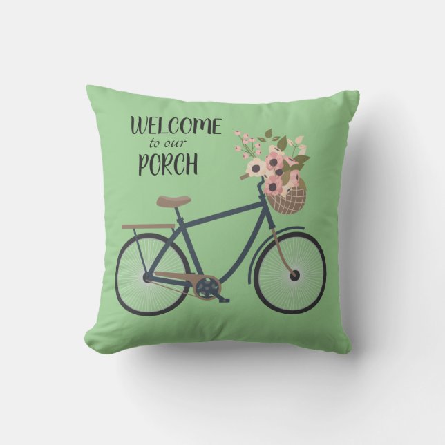 Herzlich willkommen bei unserem Porch Throw Kissen (Vorderseite)