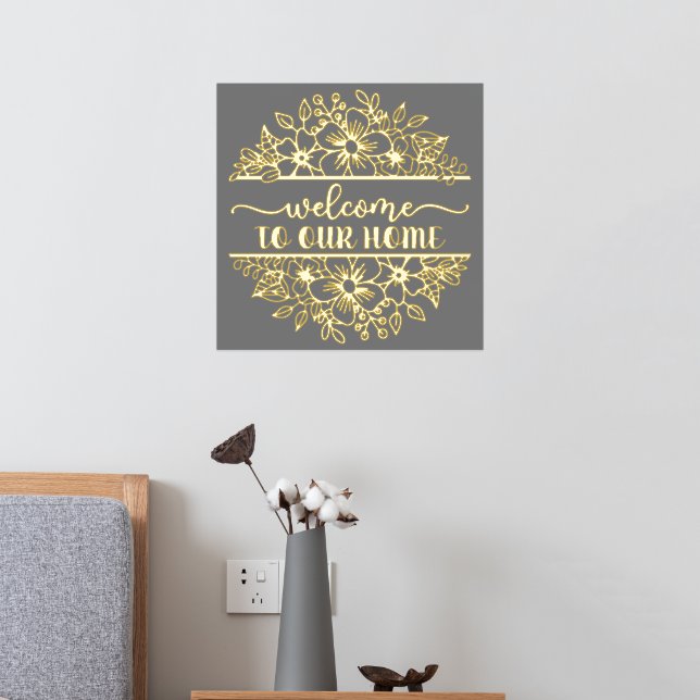 Herzlich willkommen bei unserem Zuhause Gold Foil Foliendrucke (In Situ (Schlafzimmer 2))