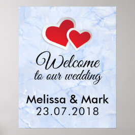 Herzlich willkommen bei unserer Hochzeit 2 Rote He Poster