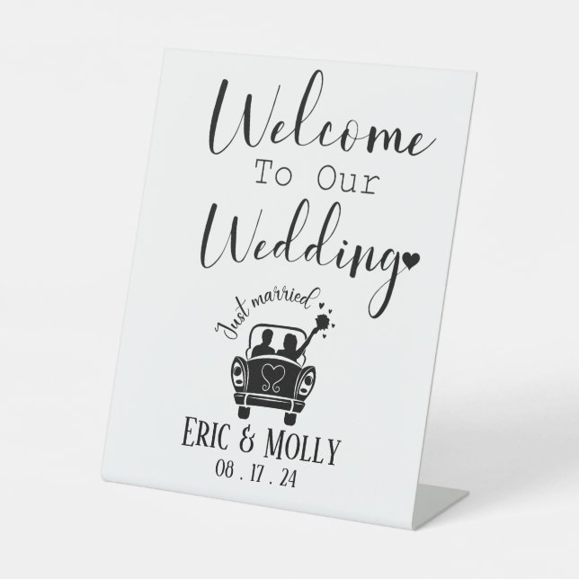 Herzlich willkommen bei unserer Hochzeit, die nur  Sockelschild (Vorderseite)