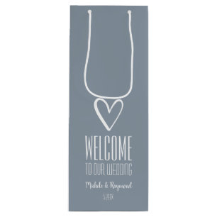 Herzlich willkommen bei unserer Hochzeit Dusty Blu Geschenktüte Für Weinflaschen