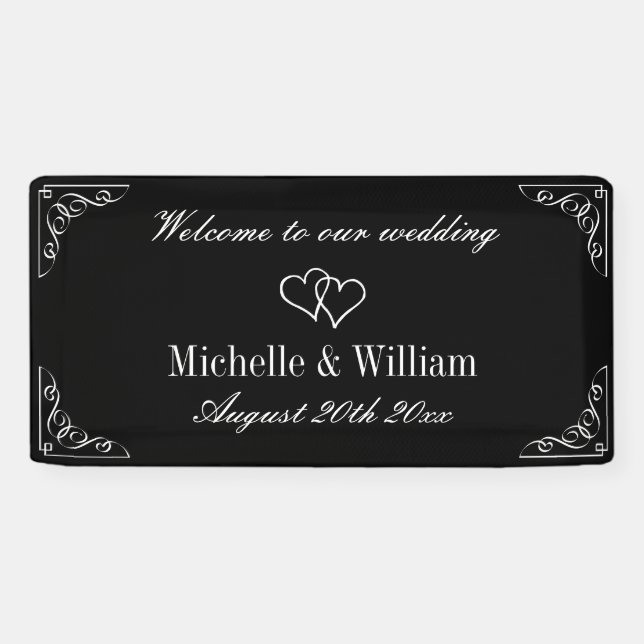 Herzlich willkommen bei unserer Hochzeit in elegan Banner (Horizontal)