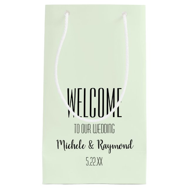 Herzlich willkommen bei unserer Hochzeit MINT GREE Kleine Geschenktüte (Vorderseite)