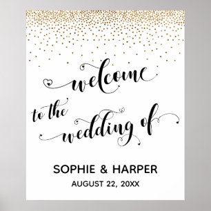 Herzlich willkommen bei Wedding Gold Confetti Sign Poster