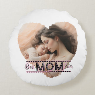 Herzlich Willkommen, die beste Mama aller Zeiten Rundes Kissen