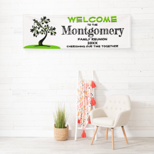 Herzlich willkommen Family Wiedersehen Modern Gree Banner