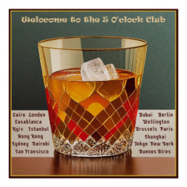 Herzlich willkommen im 5-Uhr Club Mid Century Desi Poster