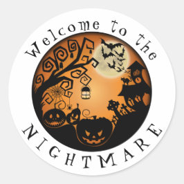 Herzlich willkommen im Albtraum Halloween Pumpkin  Runder Aufkleber