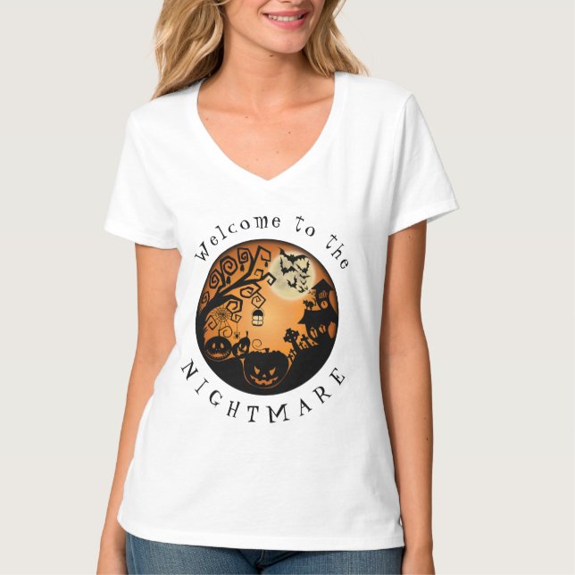 Herzlich willkommen im Albtraum Halloween Pumpkin  T-Shirt (Vorderseite)