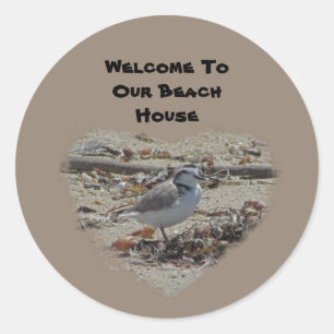 Herzlich willkommen im Beach Snowy Plover Foto Coa Runder Aufkleber
