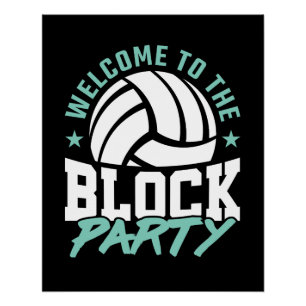 Herzlich willkommen im Block Party Funny Volleybal Poster