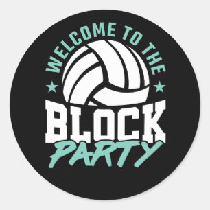 Herzlich willkommen im Block Party Funny Volleybal Runder Aufkleber